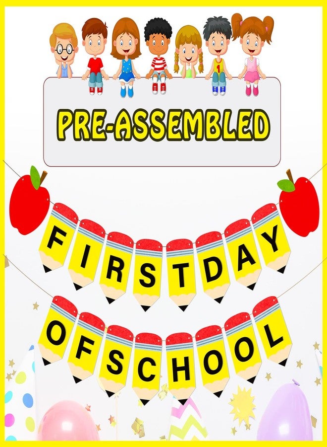 Mindsoft لافتة أقلام رصاص من Mindsoft لأول يوم دراسي، مزينة بزينة إكليل المدرسة، وأقلام تلوين، وأقلام رصاص، ولافتات من اللباد لتزيين الفصول الدراسية، ولوازم الحفلات. - Image 2